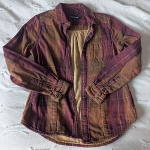 Toad & Co Cream and Tan Plaid Shirt-Jacket